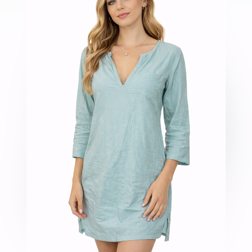 Theory Size 2 Linen Light Blue Dress with Pockets